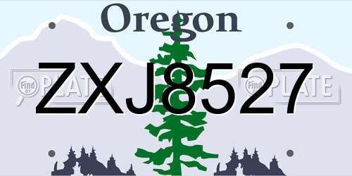 ZXJ8527 Oregon License Plate
