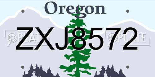 ZXJ8572 Oregon License Plate