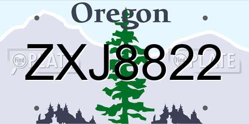ZXJ8822 Oregon License Plate