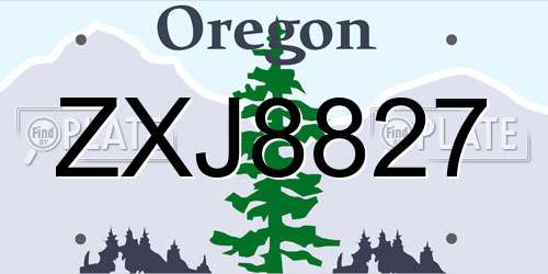 ZXJ8827 Oregon License Plate