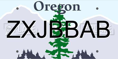 ZXJBBAB Oregon License Plate