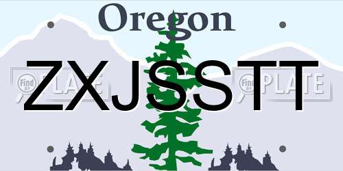 ZXJSSTT Oregon License Plate