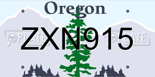 ZXN915 Oregon License Plate