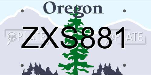 ZXS881 Oregon License Plate