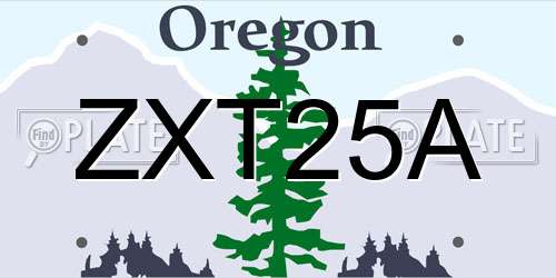 ZXT25A Oregon License Plate