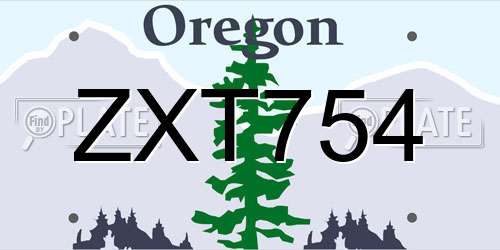ZXT754 Oregon License Plate