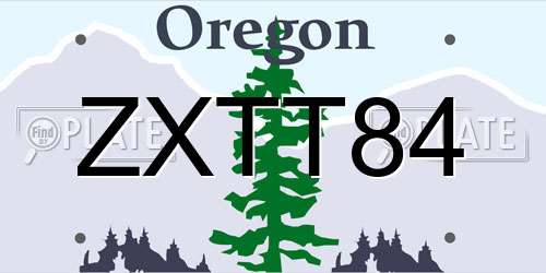 ZXTT84 Oregon License Plate