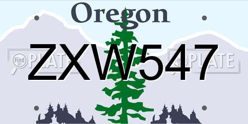 ZXW547 Oregon License Plate