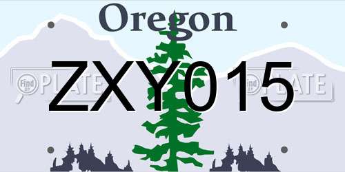 ZXY015 Oregon License Plate