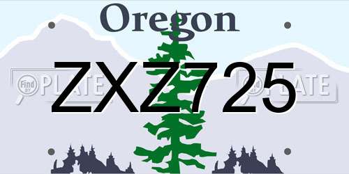 ZXZ725 Oregon License Plate