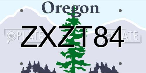 ZXZT84 Oregon License Plate
