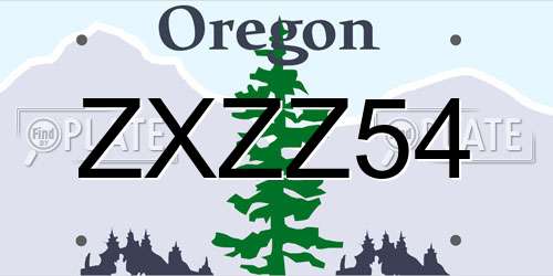 ZXZZ54 Oregon License Plate