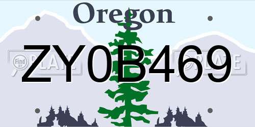ZY0B469 Oregon License Plate