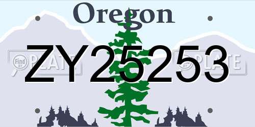 ZY25253 Oregon License Plate