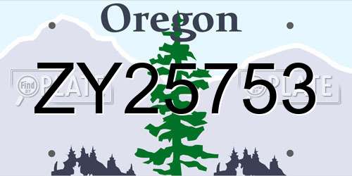 ZY25753 Oregon License Plate