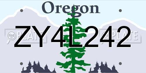 ZY4L242 Oregon License Plate