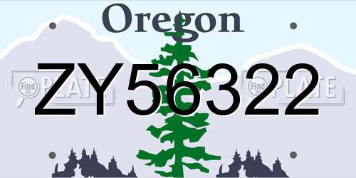 ZY56322 Oregon License Plate