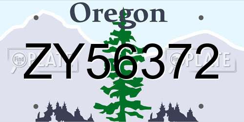 ZY56372 Oregon License Plate