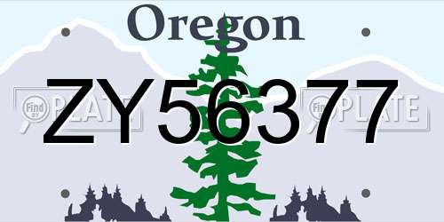 ZY56377 Oregon License Plate