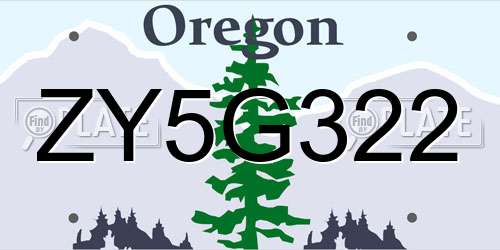 ZY5G322 Oregon License Plate
