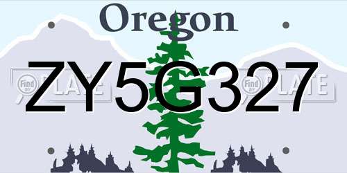 ZY5G327 Oregon License Plate
