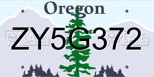 ZY5G372 Oregon License Plate