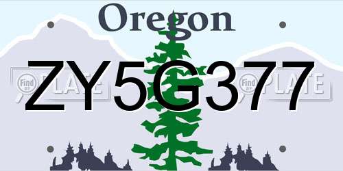 ZY5G377 Oregon License Plate