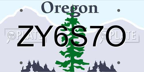 ZY6S7O Oregon License Plate