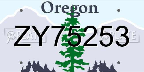 ZY75253 Oregon License Plate