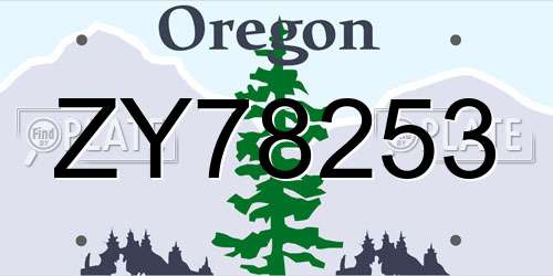 ZY78253 Oregon License Plate