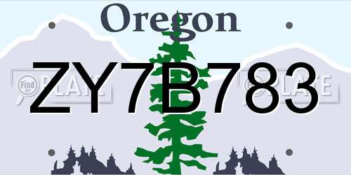 ZY7B783 Oregon License Plate