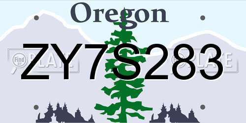 ZY7S283 Oregon License Plate