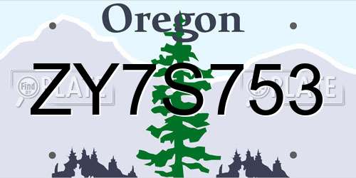 ZY7S753 Oregon License Plate