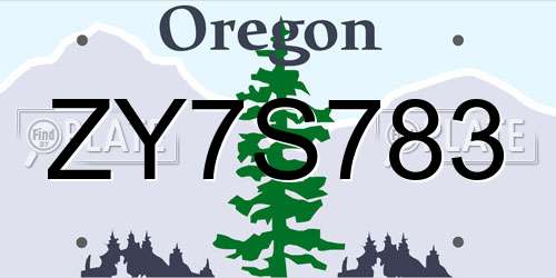 ZY7S783 Oregon License Plate