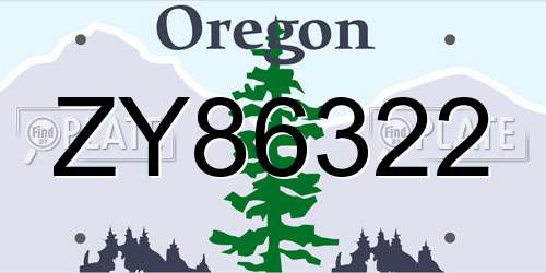 ZY86322 Oregon License Plate