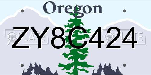 ZY8C424 Oregon License Plate