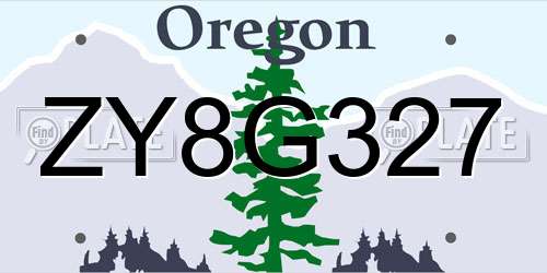 ZY8G327 Oregon License Plate