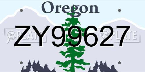ZY99627 Oregon License Plate