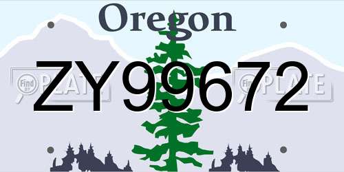 ZY99672 Oregon License Plate
