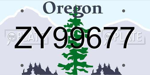 ZY99677 Oregon License Plate