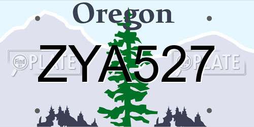 ZYA527 Oregon License Plate