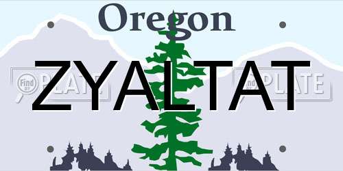 ZYALTAT Oregon License Plate