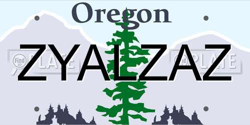 ZYALZAZ Oregon License Plate