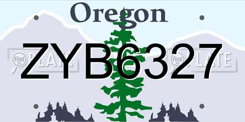 ZYB6327 Oregon License Plate