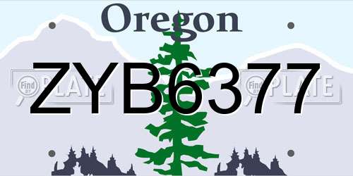 ZYB6377 Oregon License Plate