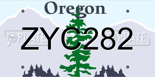 ZYC282 Oregon License Plate