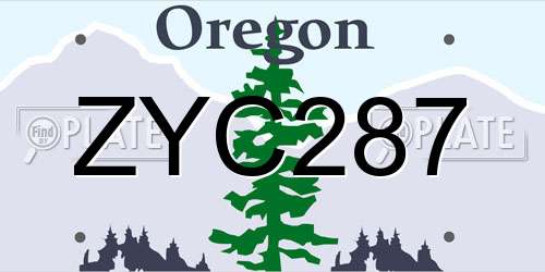 ZYC287 Oregon License Plate