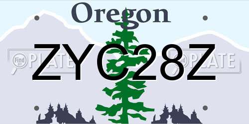 ZYC28Z Oregon License Plate