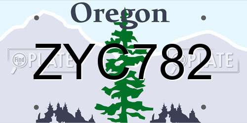 ZYC782 Oregon License Plate