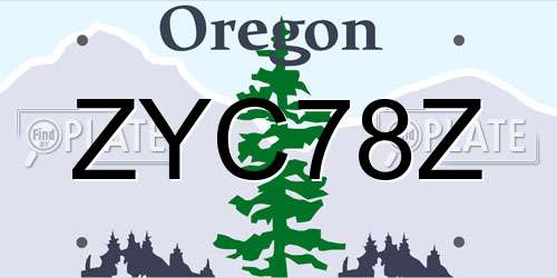 ZYC78Z Oregon License Plate